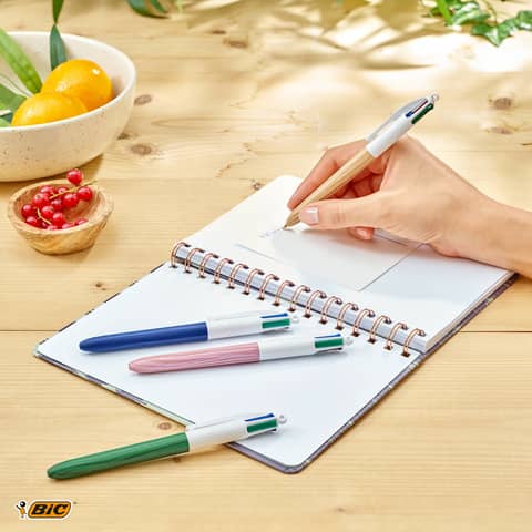 Penna a sfera a scatto BIC 4 Colours 1 mm - wood 508964